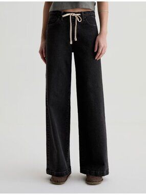 NWT Adriano AG Stella Cinched in Underwater Cove Low Stung Palazzo Jeans 25
